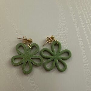 Green Floral Earrings